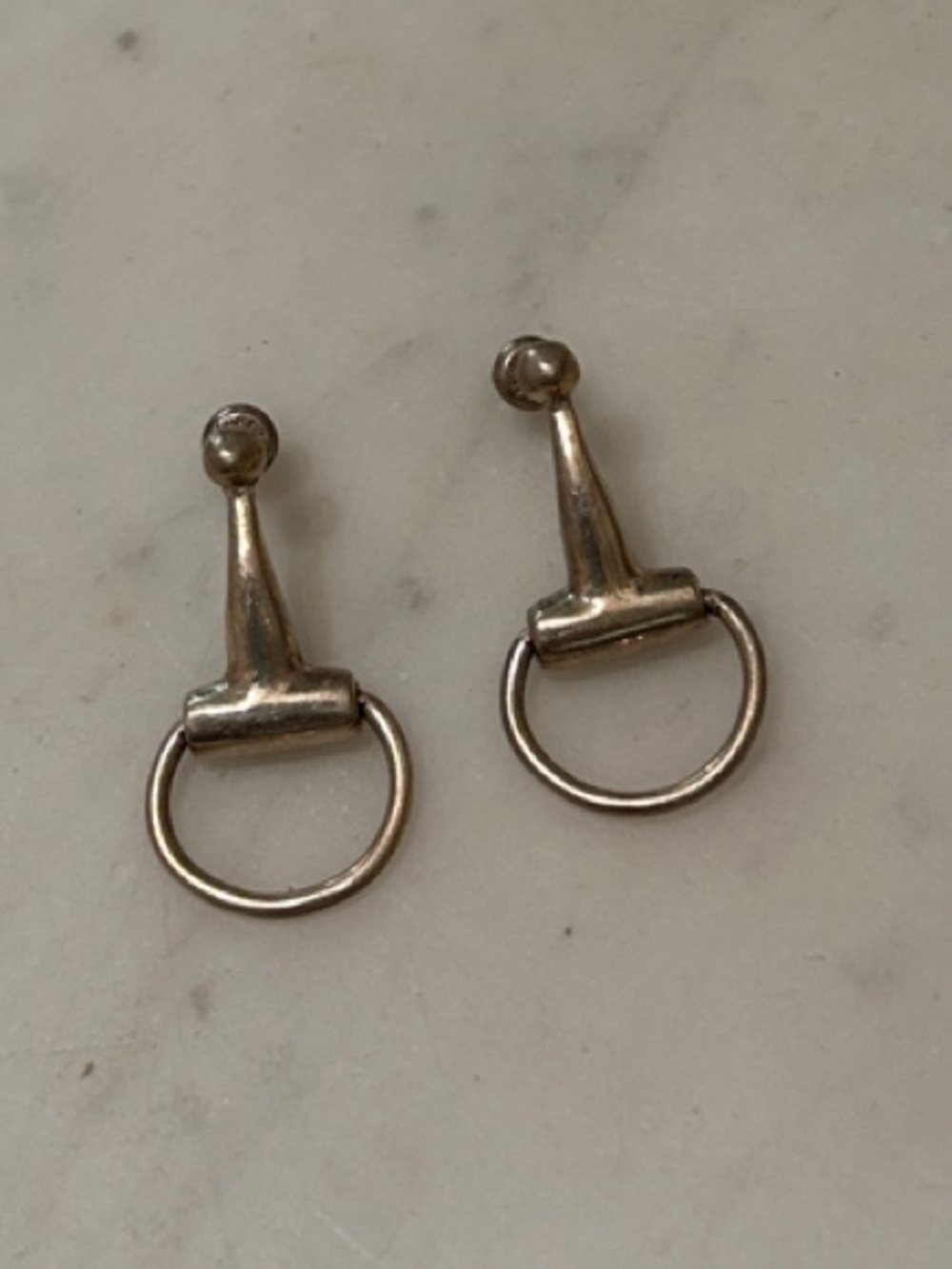 Silver snaffle bit equestrian earrings